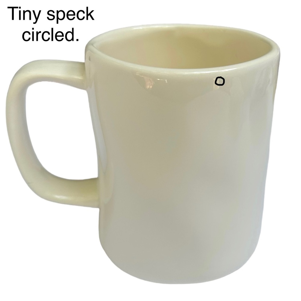 Rae Dunn TEA Mug Ceramic White Black Large Long Letters Dimples NWT 2017 OG - Picture 5 of 13